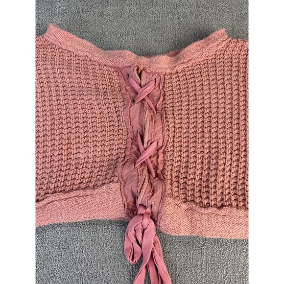 Free People Maybe Baby Sweater Heavy Knit Oversized Crop Rose Size XS - Picture 4 of 8
